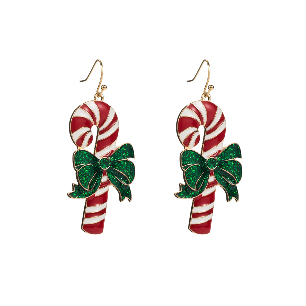 1 Pair Cute Christmas Tree Candy Flower Enamel Inlay Alloy Pearl Drop Earrings display picture 7