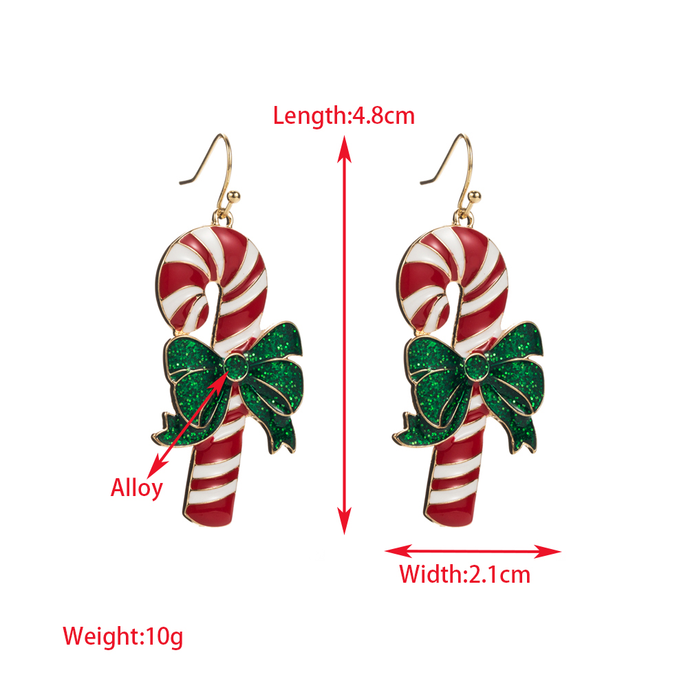 1 زوج جذاب شجرة عيد الميلاد حلويات ورد المينا ترصيع سبيكة لؤلؤة الأقراط المعلقة display picture 1