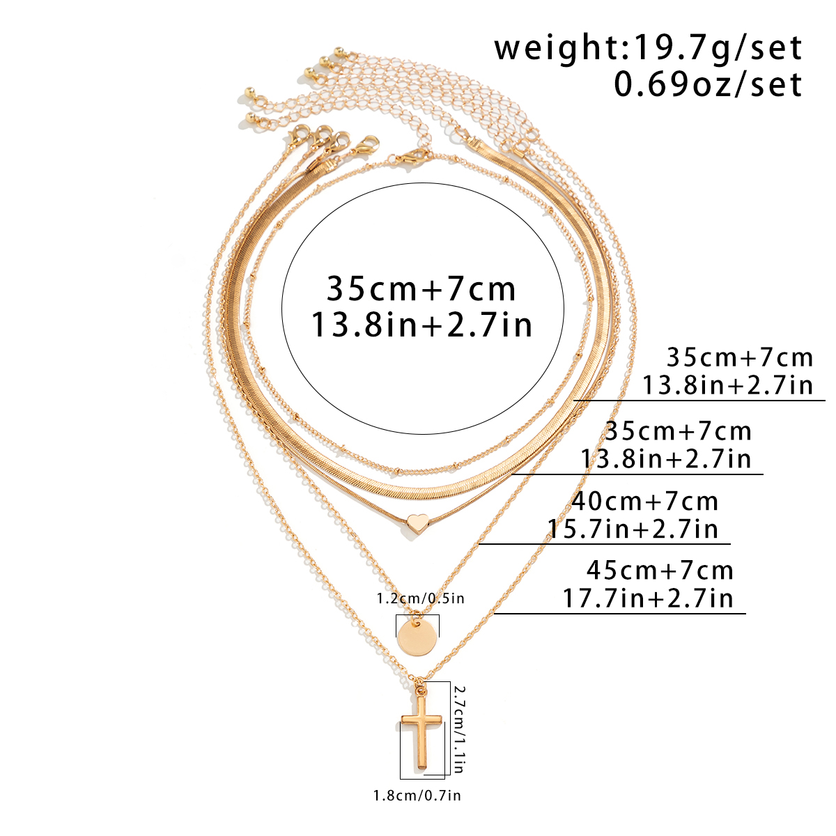 Casual Simple Style Commute Irregular Cross Round Alloy Copper Pendant Necklace display picture 1