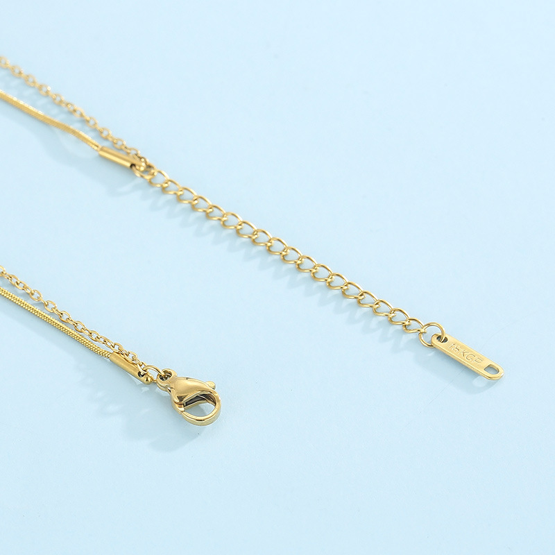 Titan Stahl 18 Karat Vergoldet Einfacher Stil Strassenmode Quadrat Geschichtete Halskette display picture 8