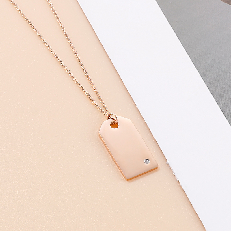 Wholesale Simple Style Square Stainless Steel Titanium Steel Inlay Zircon Pendant Necklace display picture 1