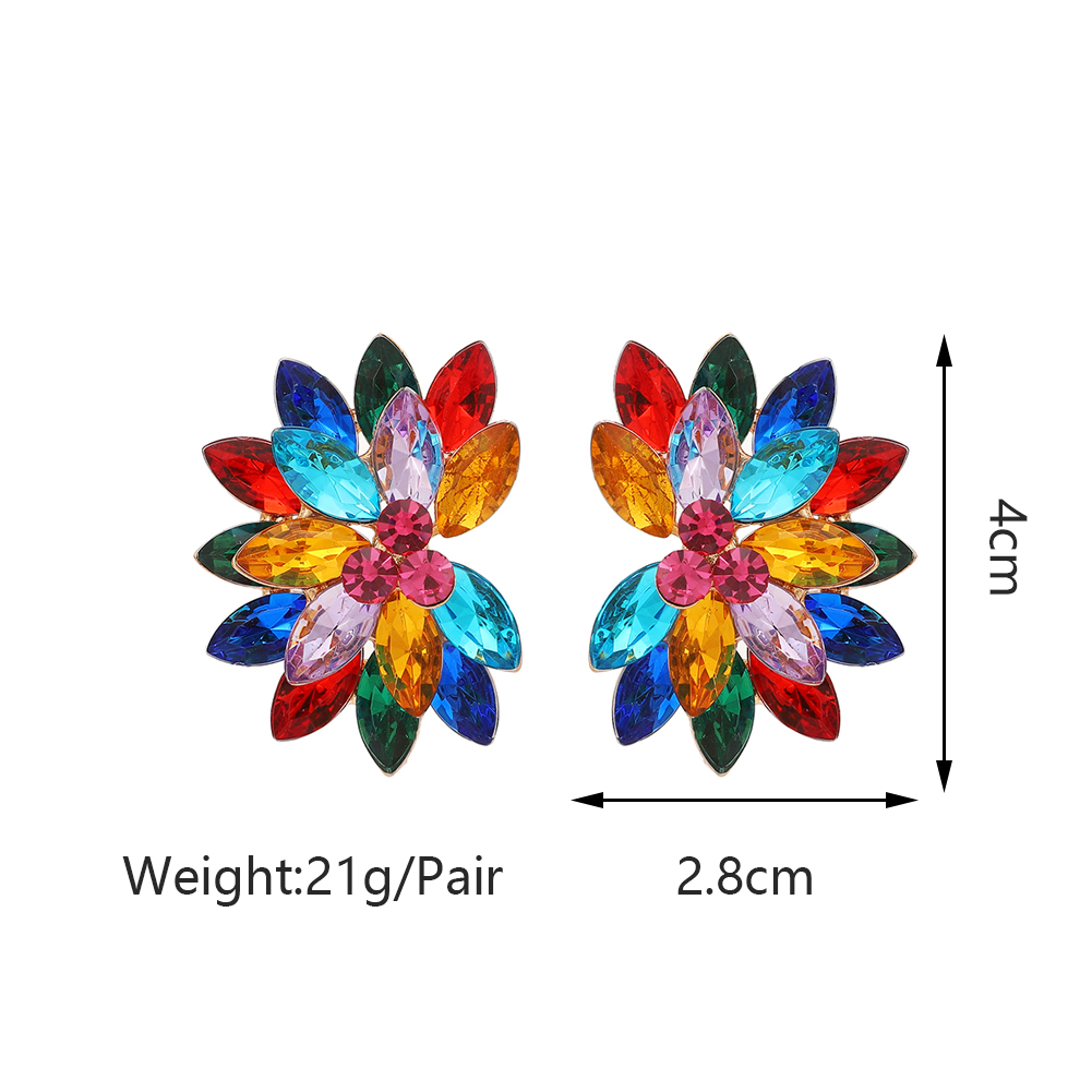 1 Pair Vintage Style Colorful Petal Layered Plating Inlay Zinc Alloy Glass Ear Studs display picture 1