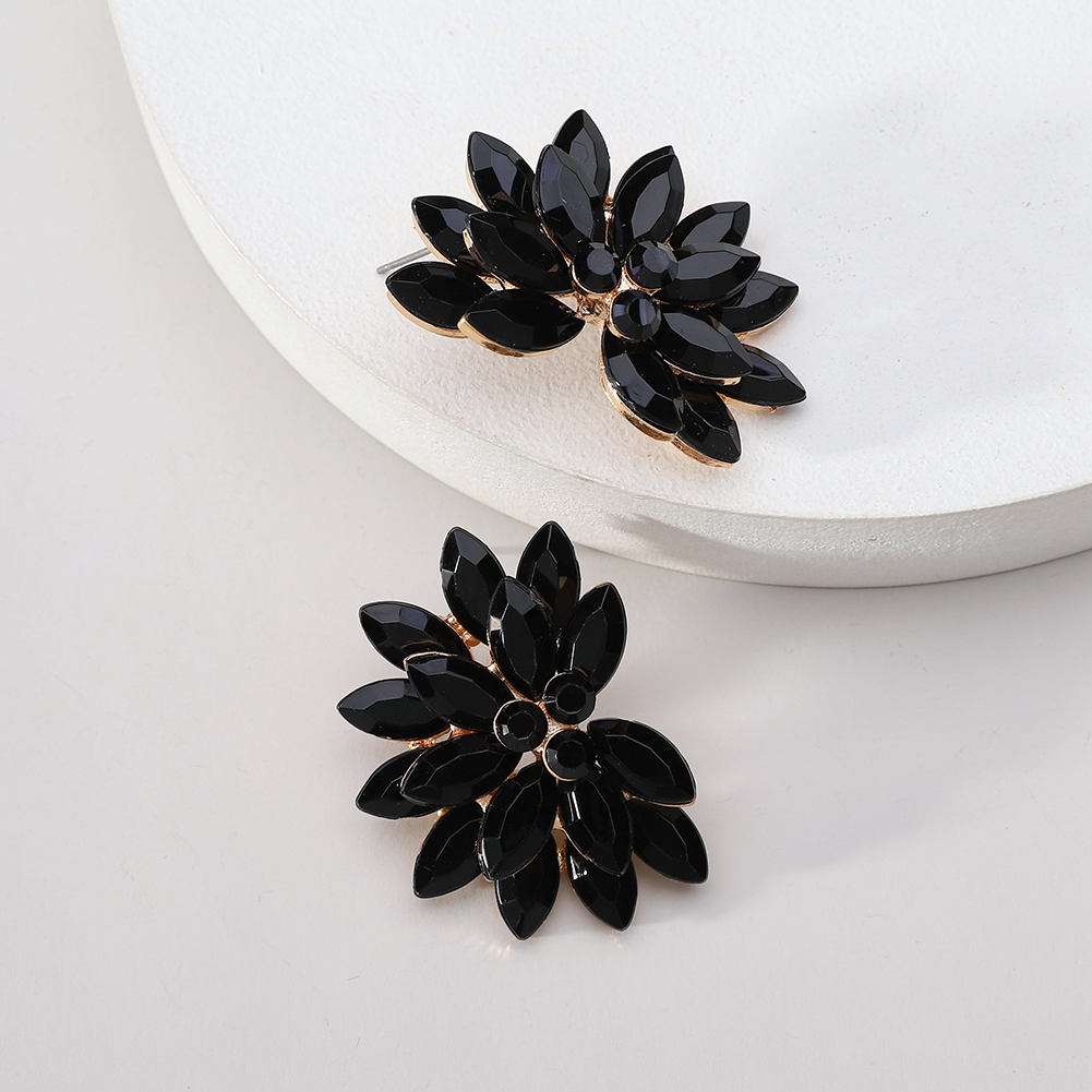 1 Pair Vintage Style Colorful Petal Layered Plating Inlay Zinc Alloy Glass Ear Studs display picture 3
