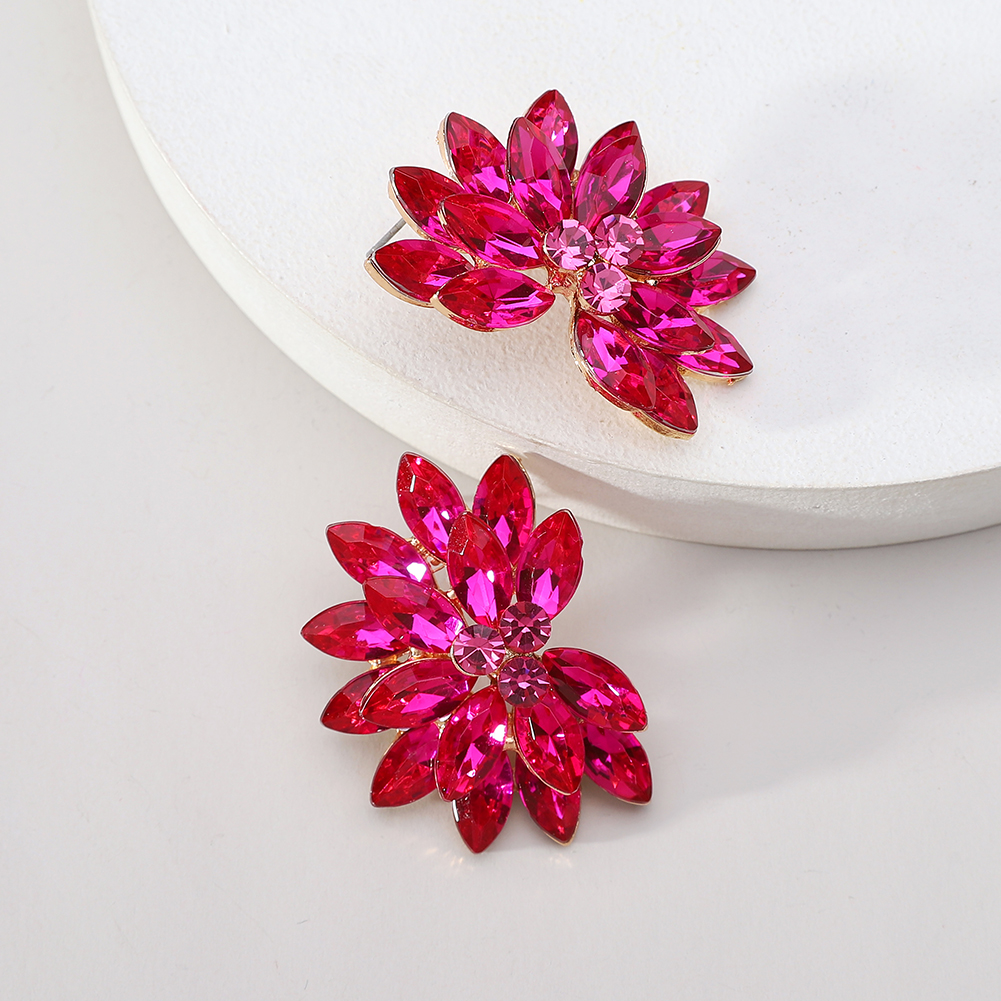 1 Pair Vintage Style Colorful Petal Layered Plating Inlay Zinc Alloy Glass Ear Studs display picture 5