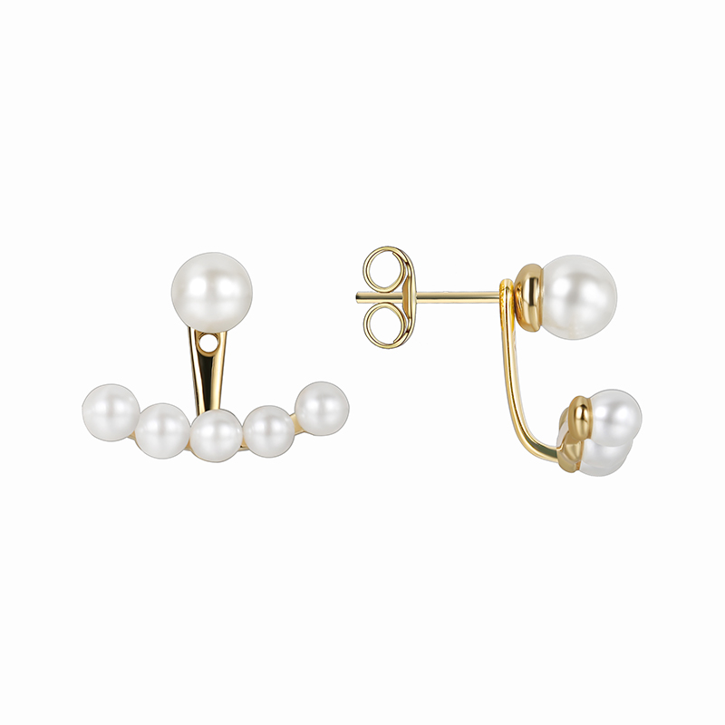 1 Pair Elegant Streetwear Geometric Plating Inlay Copper Artificial Pearls 18k Gold Plated Ear Studs display picture 1