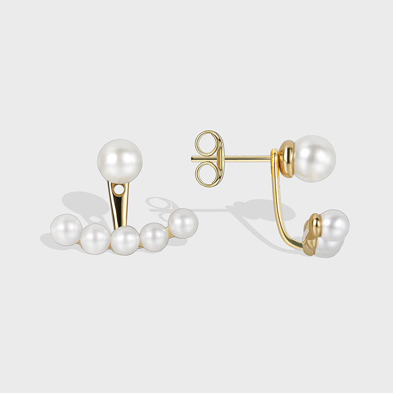 1 Pair Elegant Streetwear Geometric Plating Inlay Copper Artificial Pearls 18k Gold Plated Ear Studs display picture 5