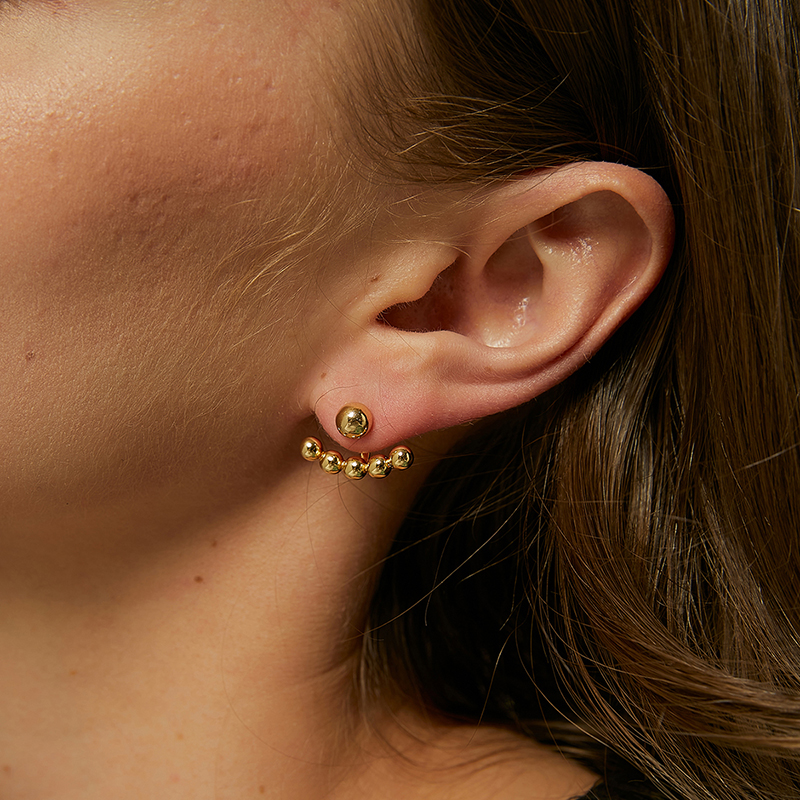 1 Pair Elegant Streetwear Geometric Plating Inlay Copper Artificial Pearls 18k Gold Plated Ear Studs display picture 7