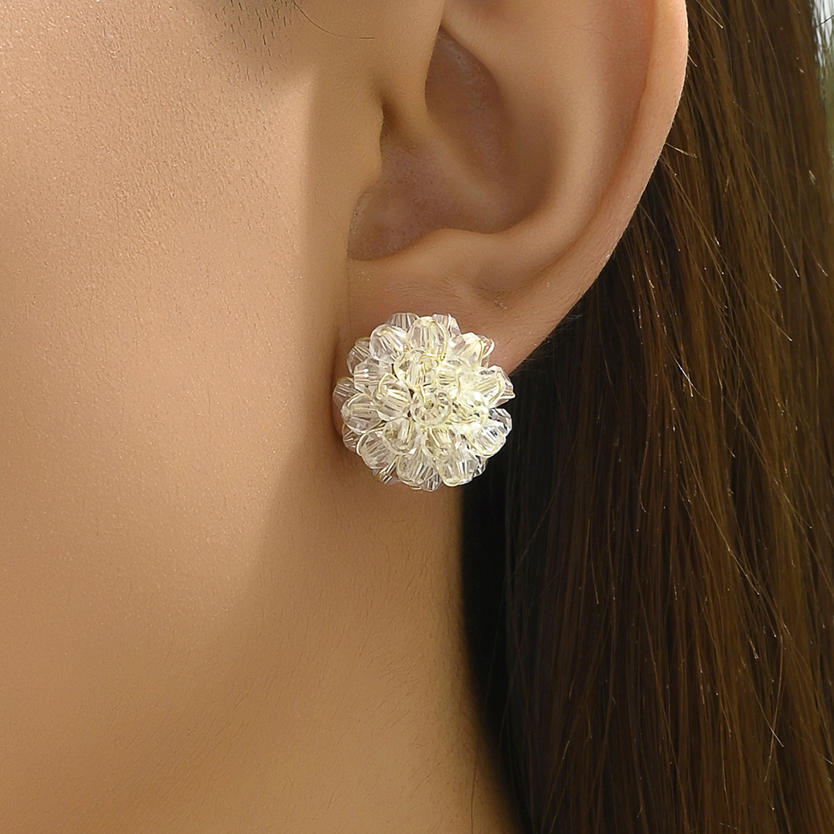 1 Par Dulce Estilo Simple Flor Enchapado Vidrio Pendientes display picture 3