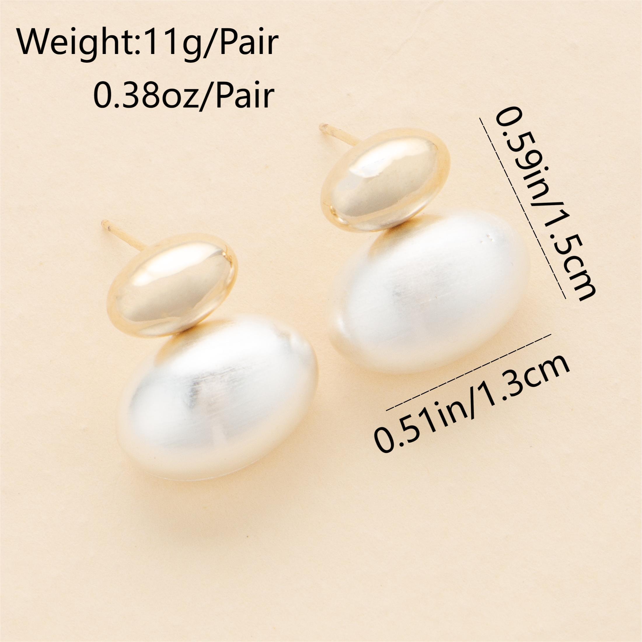 1 Pair Simple Style Geometric Oval Plating Inlay Copper Pearl Ear Studs display picture 1