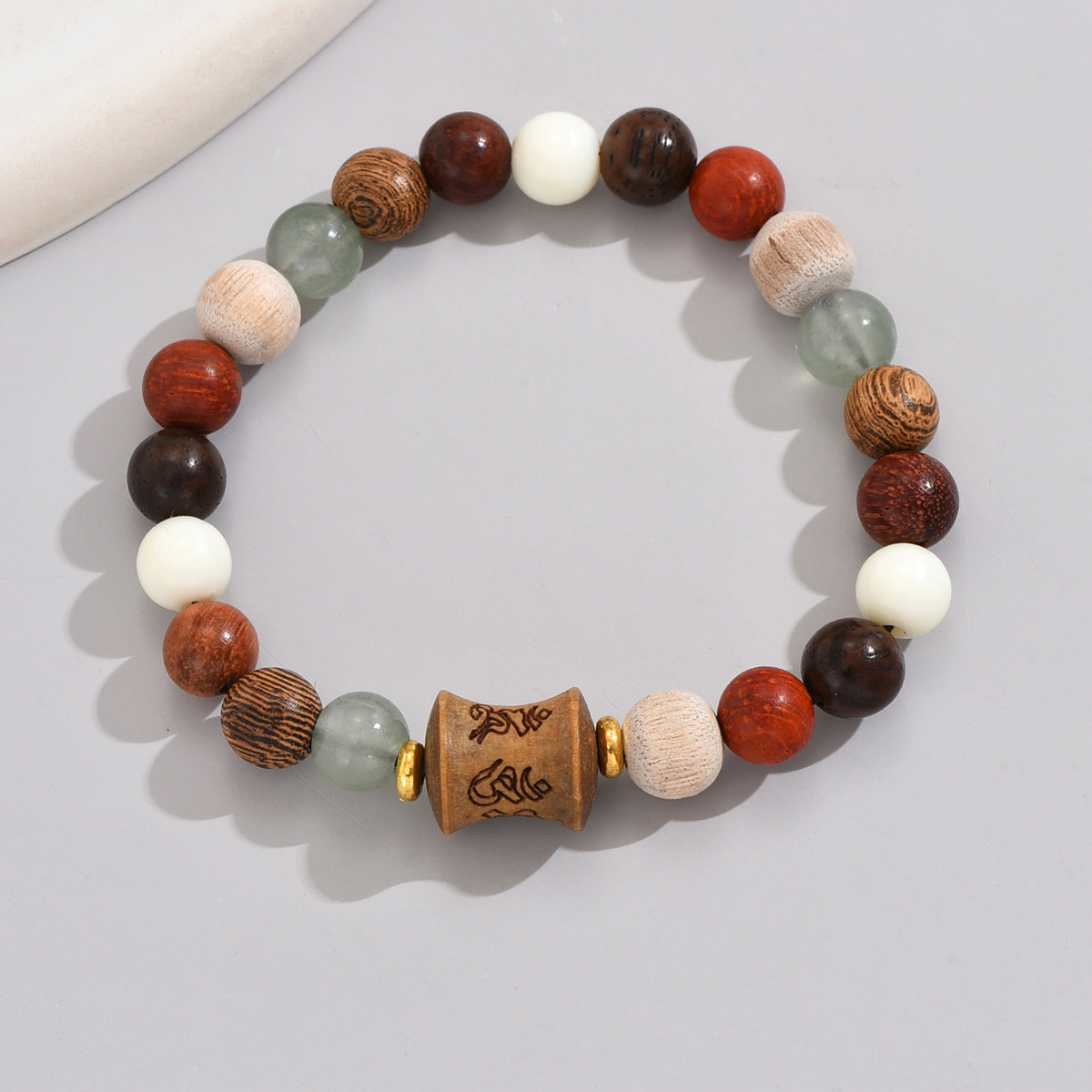 Chinoiserie Flower Wood Glass Beaded Unisex Drawstring Bracelets display picture 7