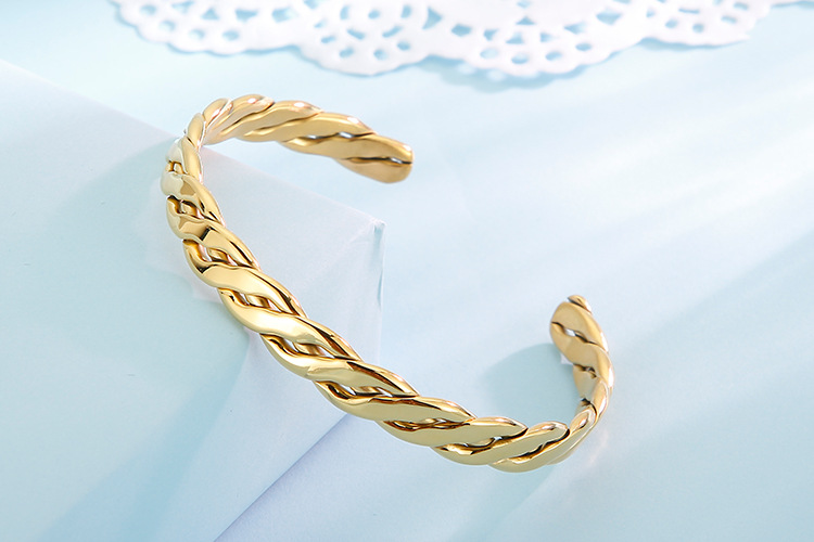 Simple Style Classic Style Solid Color Titanium Steel Plating Gold Plated Bangle display picture 1
