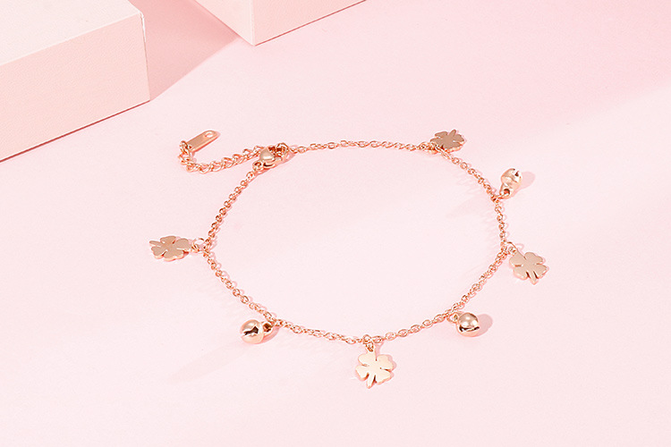 Basic Four Leaf Clover Titanium Steel Plating 18K Gold Plated Women's Anklet display picture 2