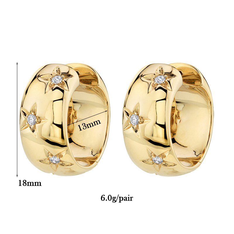 1 Pair Ig Style Vintage Style Classic Style Circle Star Plating Inlay Copper Zircon 18k Gold Plated Earrings display picture 2