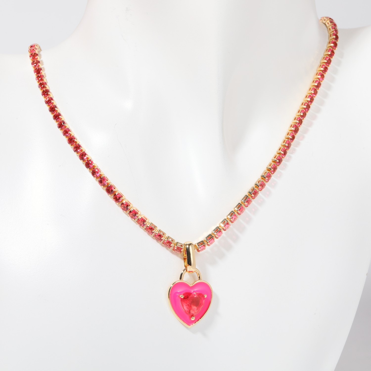 Copper Elegant Sweet Plating Inlay Heart Shape Zircon Pendant Necklace display picture 8