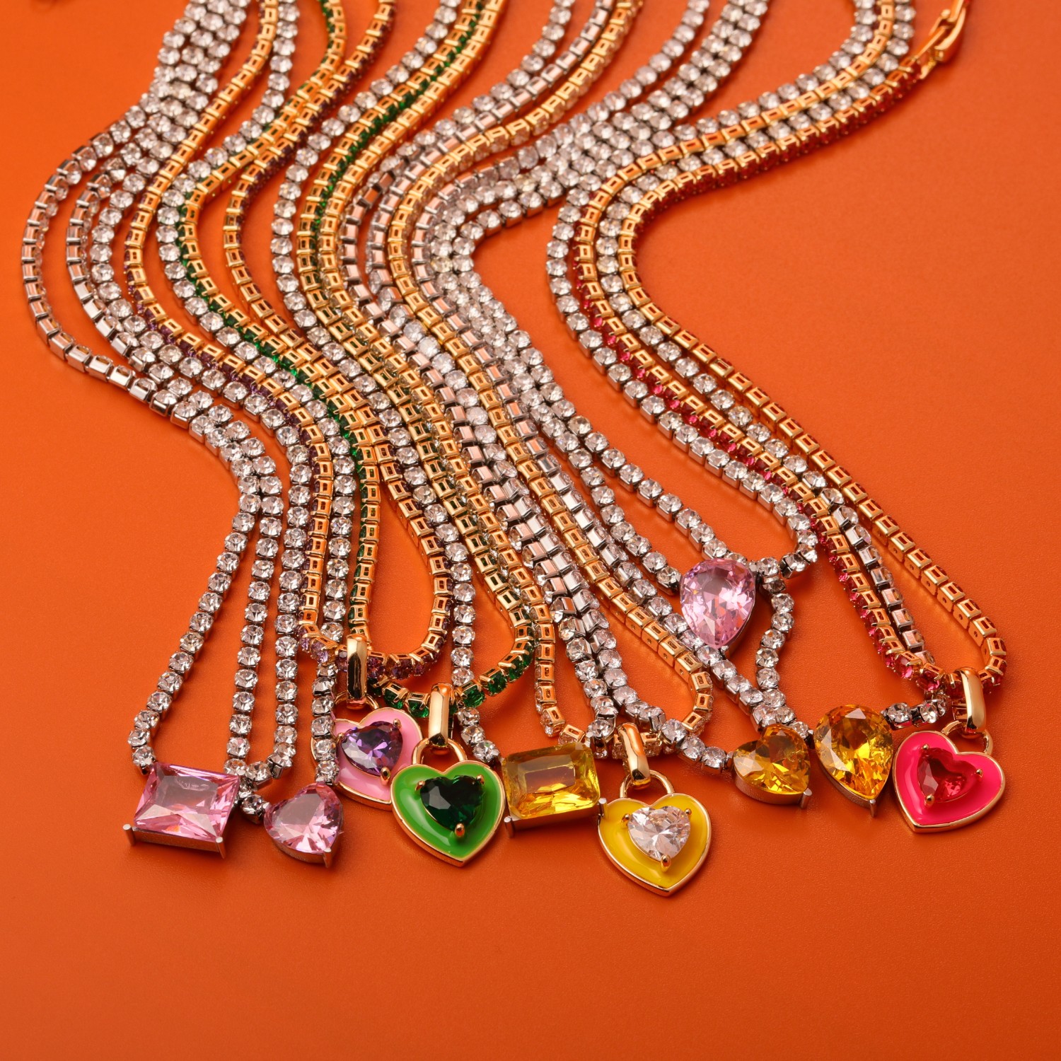 Copper Elegant Sweet Plating Inlay Heart Shape Zircon Pendant Necklace display picture 11