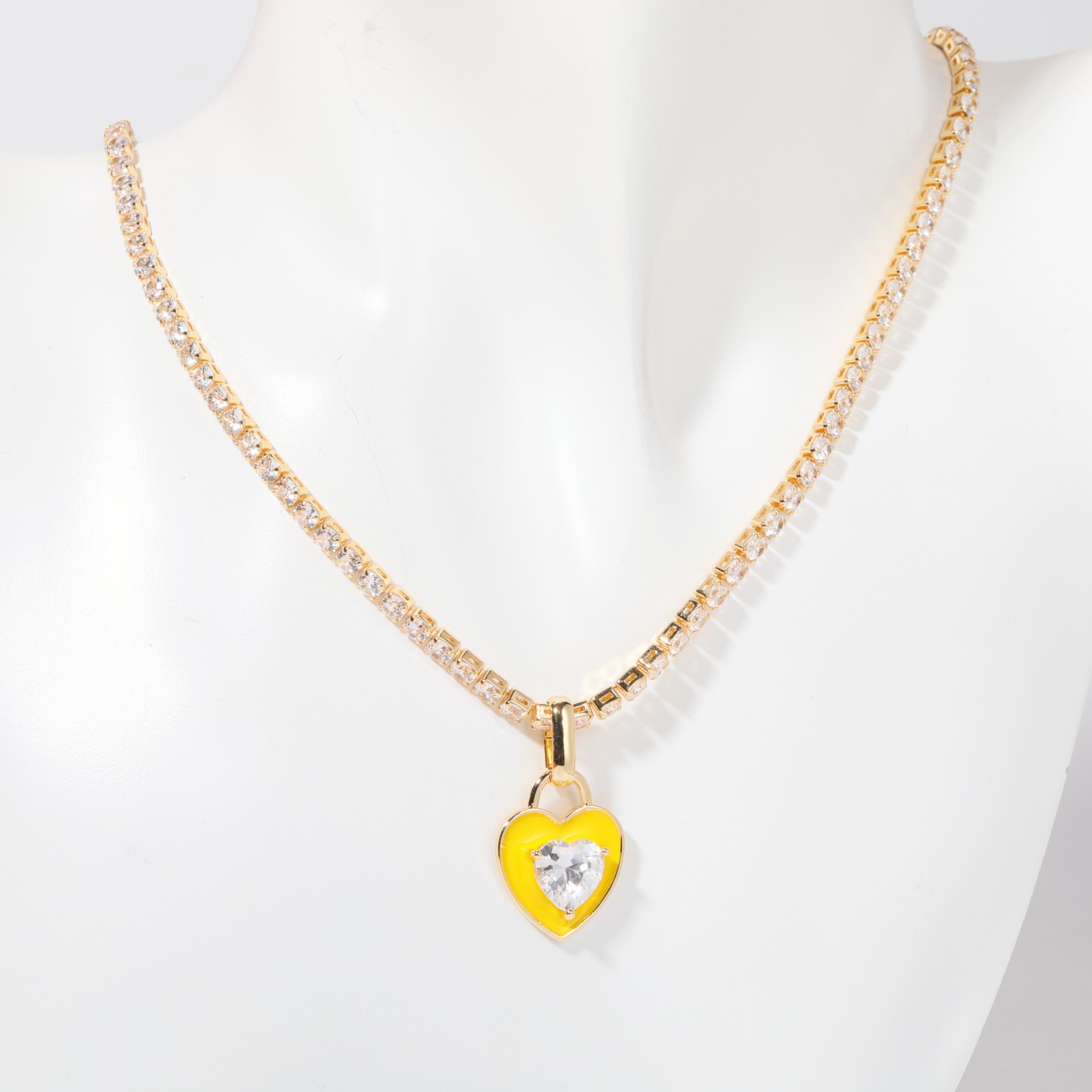 Copper Elegant Sweet Plating Inlay Heart Shape Zircon Pendant Necklace display picture 4