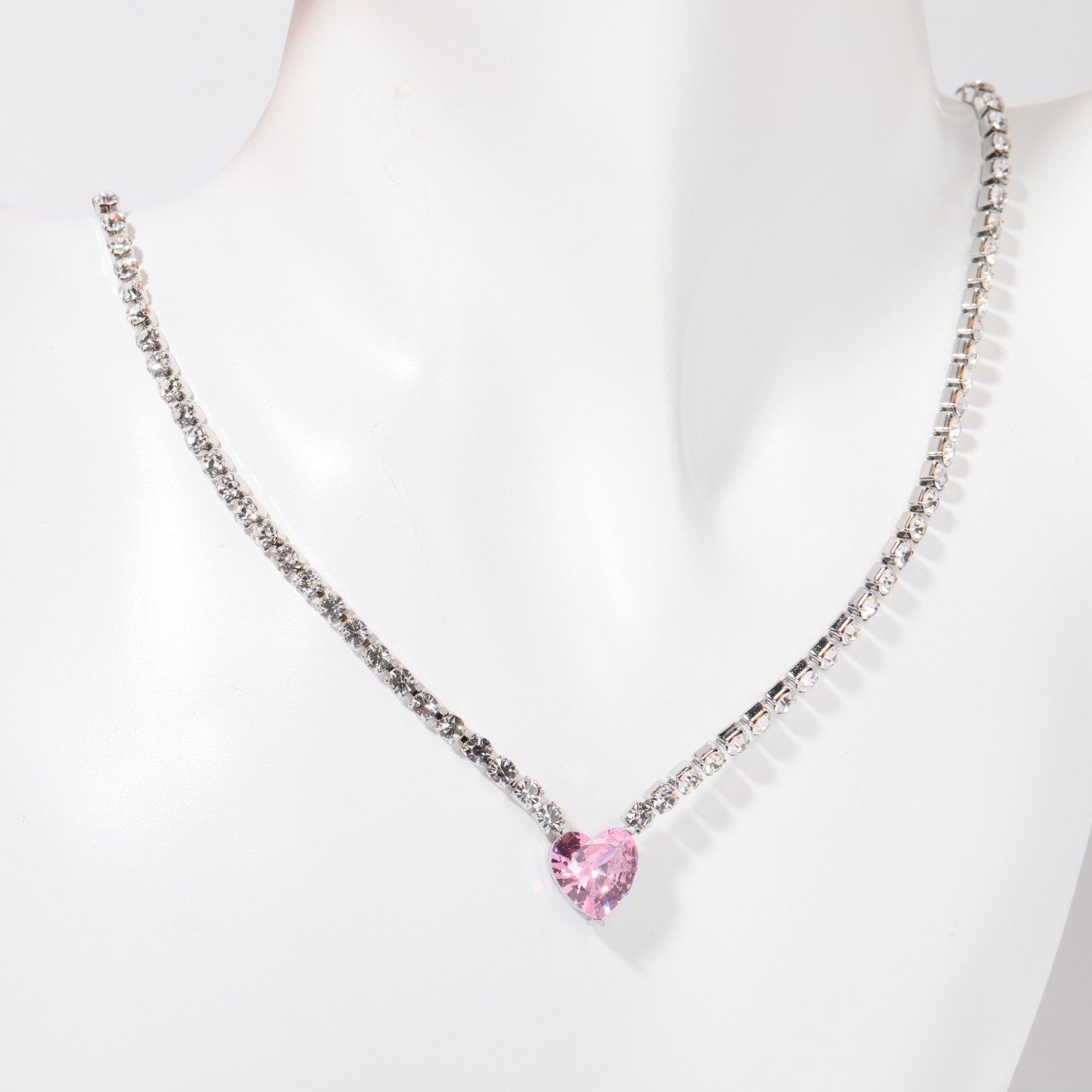 Copper Elegant Sweet Plating Inlay Heart Shape Zircon Pendant Necklace display picture 1