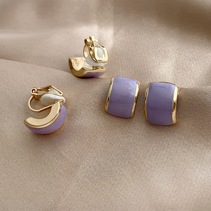 1 Pair Simple Style Color Block Plating Alloy Gold Plated Ear Studs display picture 8