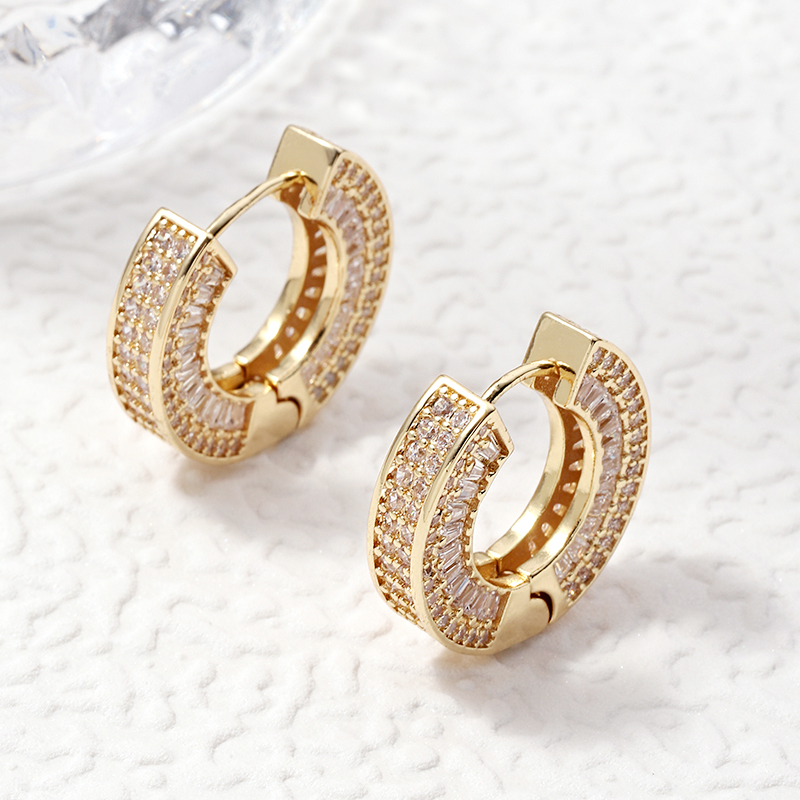 1 Pair Elegant Circle Plating Inlay Copper Zircon Gold Plated Hoop Earrings display picture 3