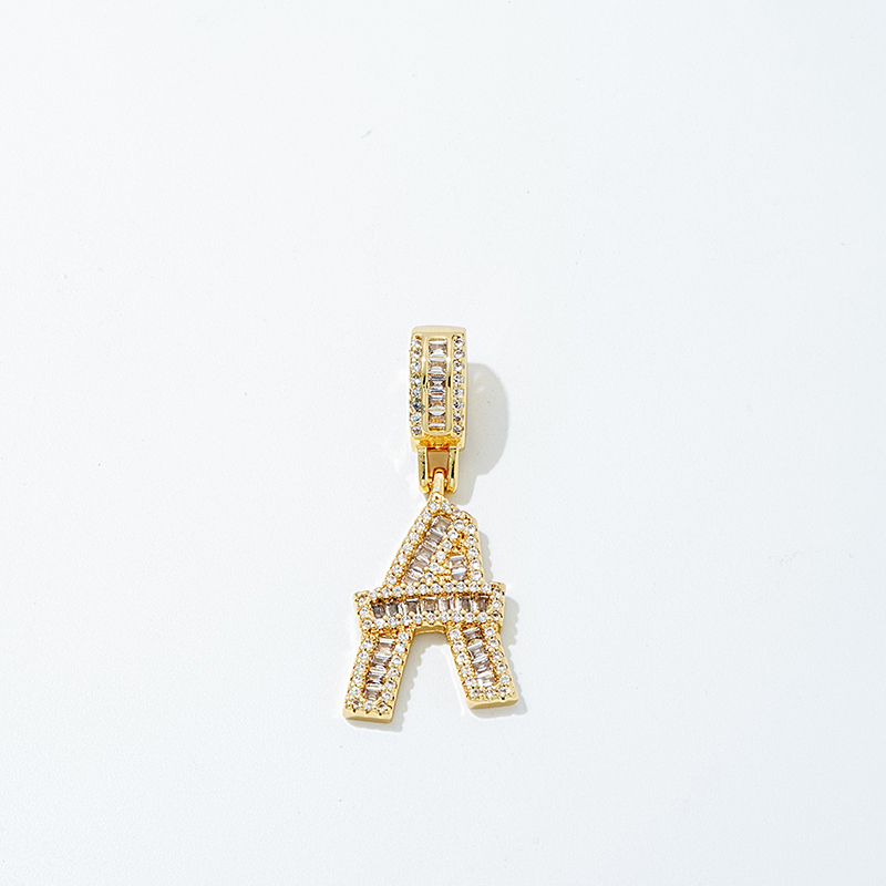 1 Piece 304 Stainless Steel Copper Zircon Gold Plated Letter display picture 15