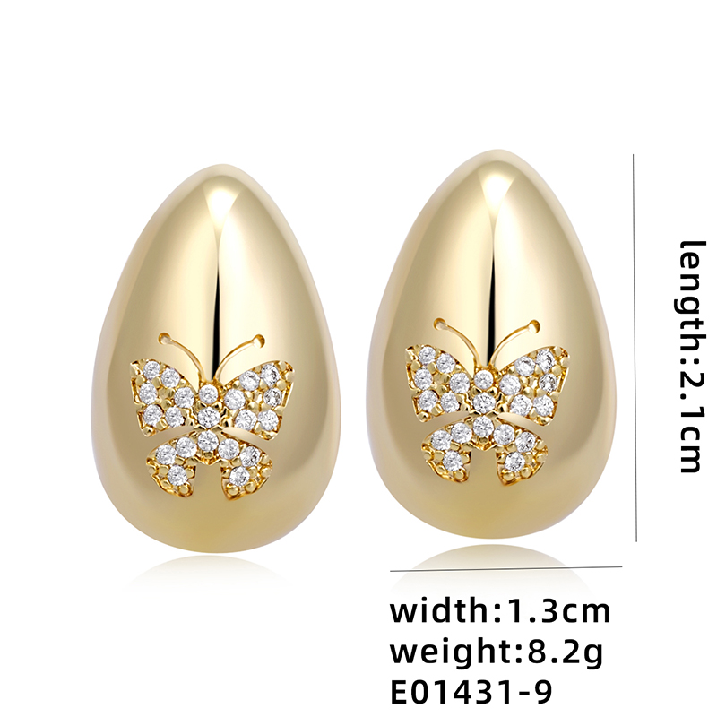 1 Pair Ig Style Simple Style Geometric Butterfly Plating Inlay Copper Zircon White Gold Plated Gold Plated Ear Studs display picture 22
