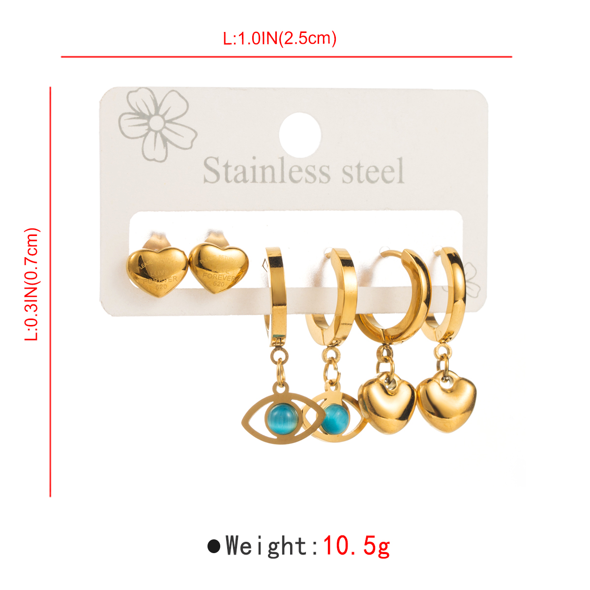 1 Set Modern Style Simple Style Heart Shape Stainless Steel Drop Earrings display picture 1