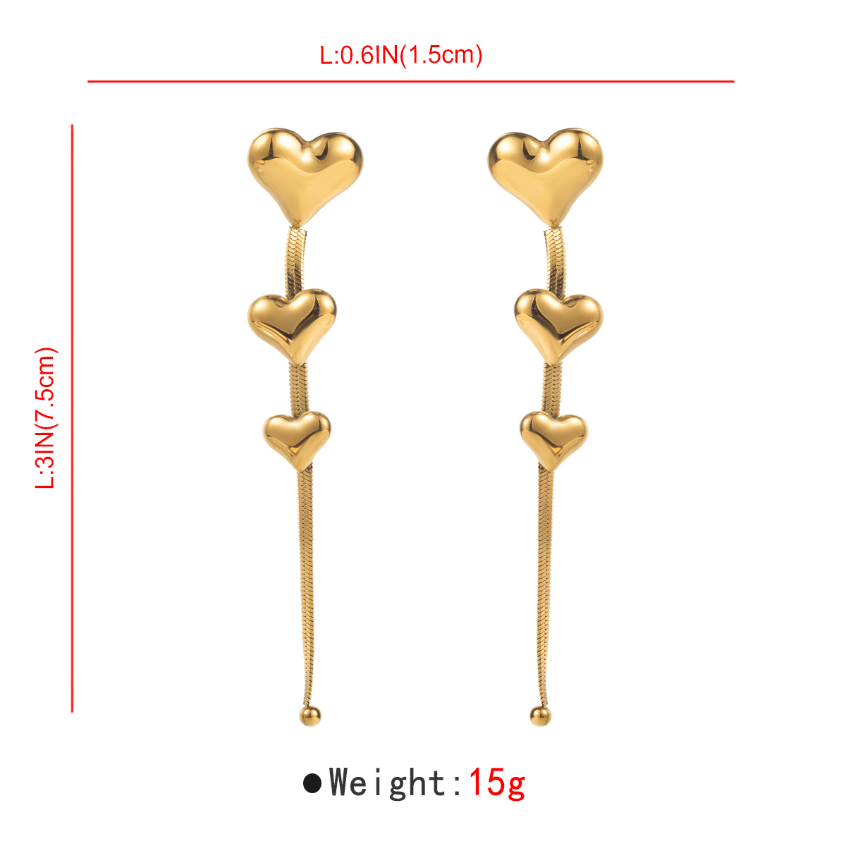 1 Pair Modern Style Simple Style Heart Shape Solid Color Stainless Steel Drop Earrings display picture 4