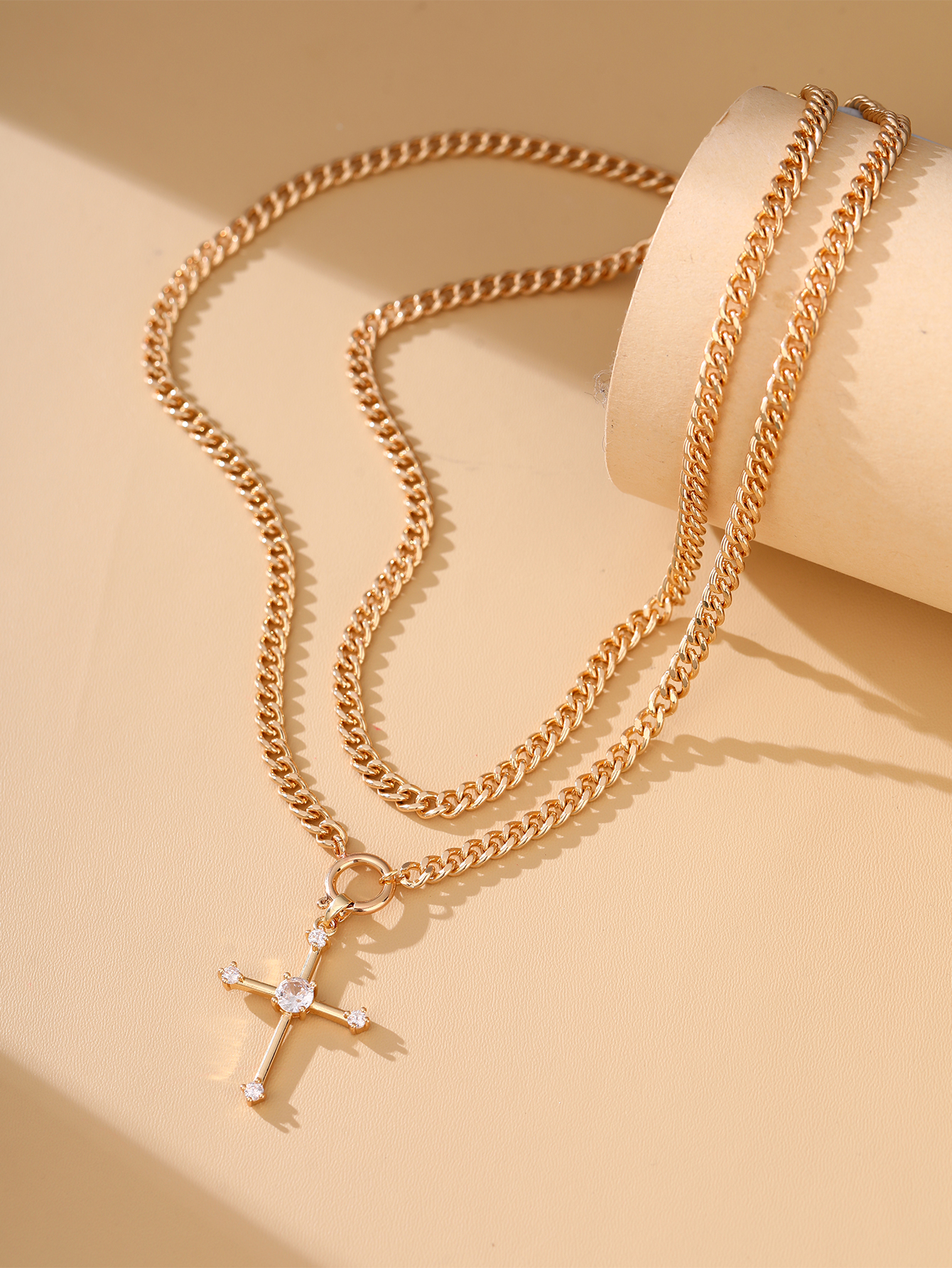Wholesale Jewelry Vintage Style Cross Iron Copper Plating Pendant Necklace display picture 4