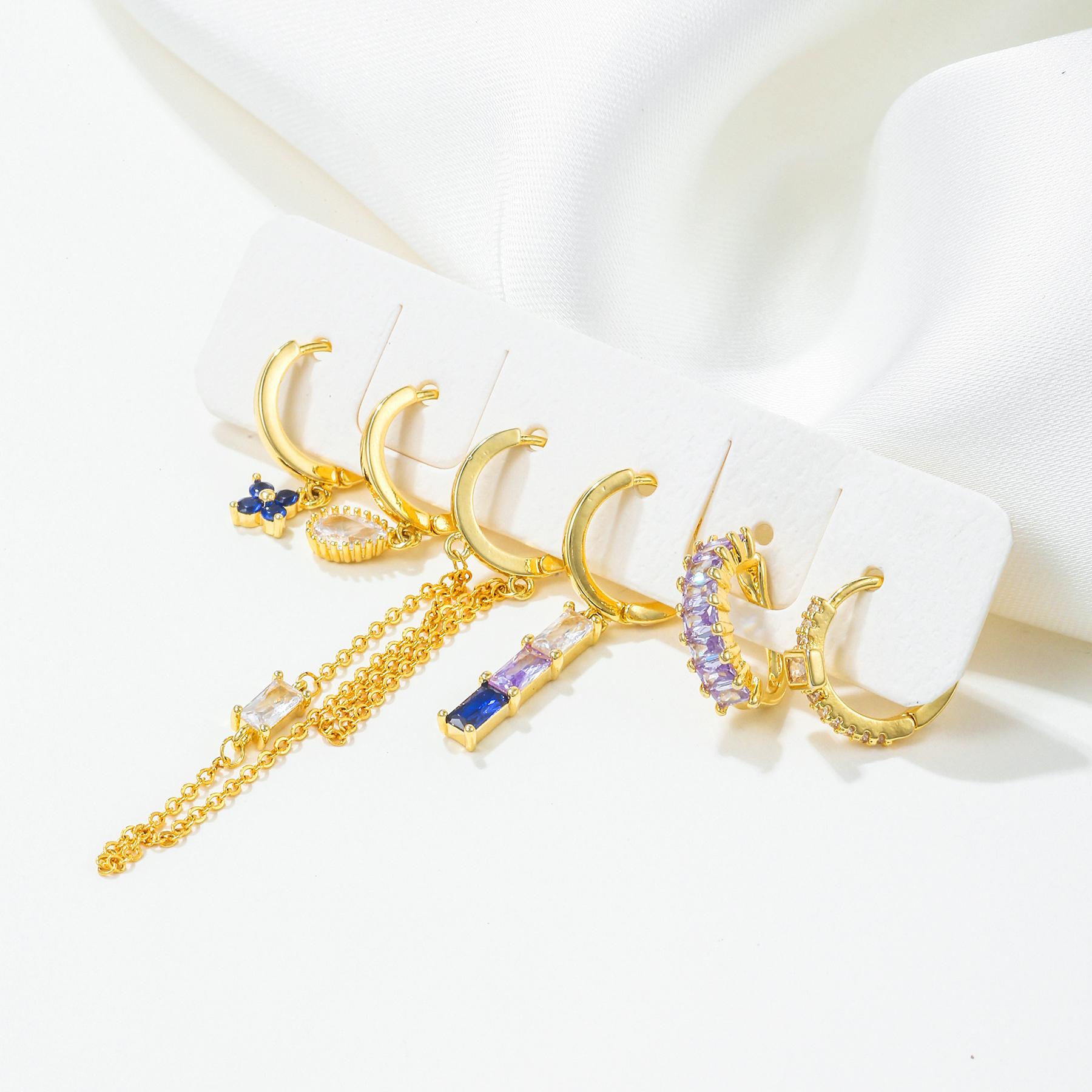 1 Set Elegant Cute Streetwear Tassel Flower Plating Inlay Brass Zircon 18k Gold Plated Silver Plated Earrings display picture 3