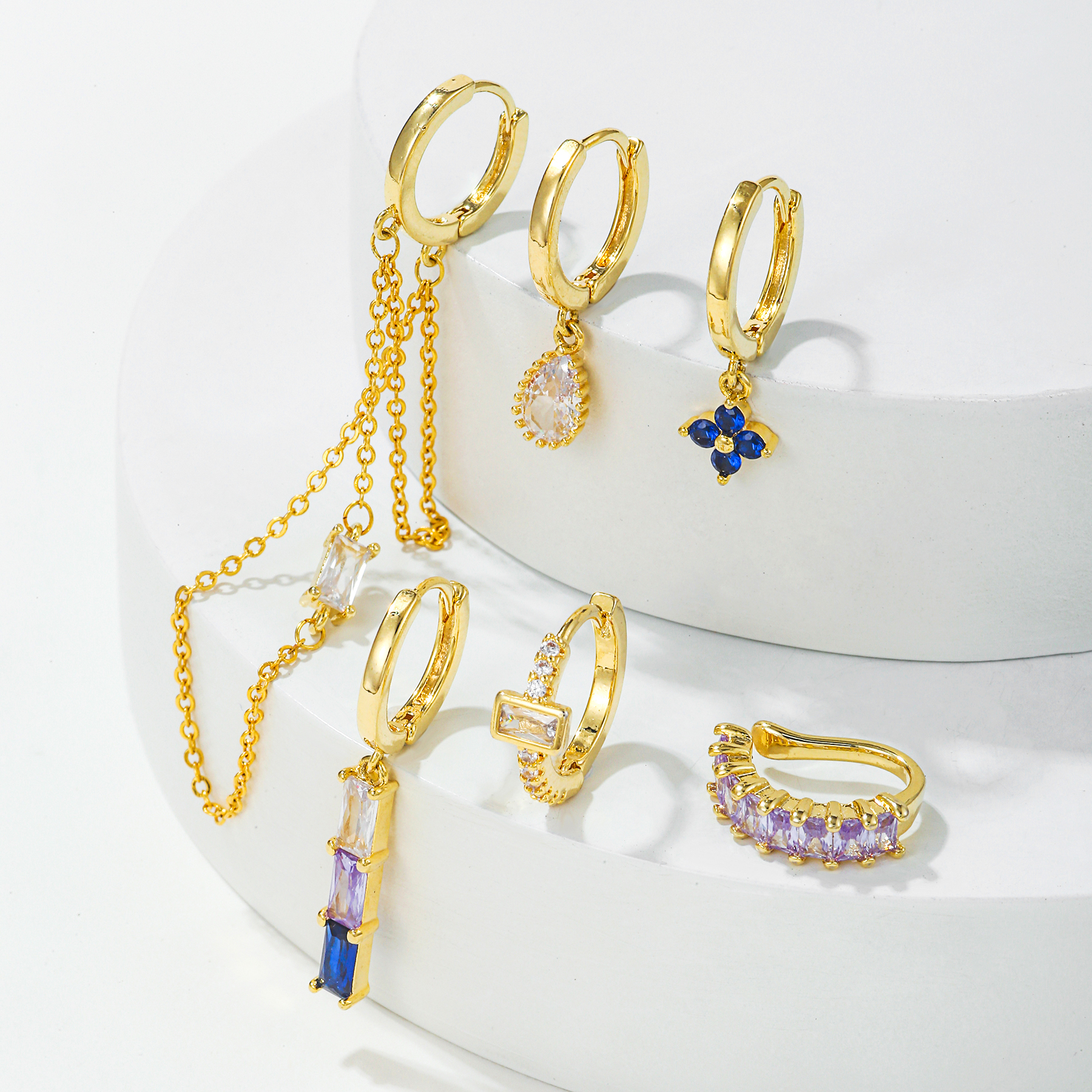 1 Set Elegant Cute Streetwear Tassel Flower Plating Inlay Brass Zircon 18k Gold Plated Silver Plated Earrings display picture 2