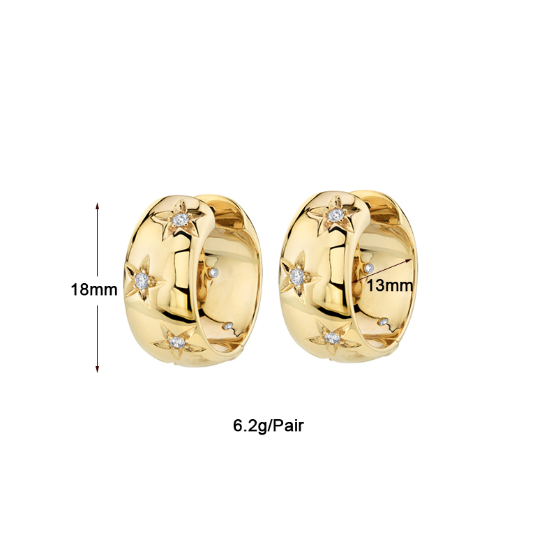 1 Pair Luxurious Classic Style Pentagram Circle Plating Inlay Copper Zircon 18k Gold Plated Earrings display picture 3