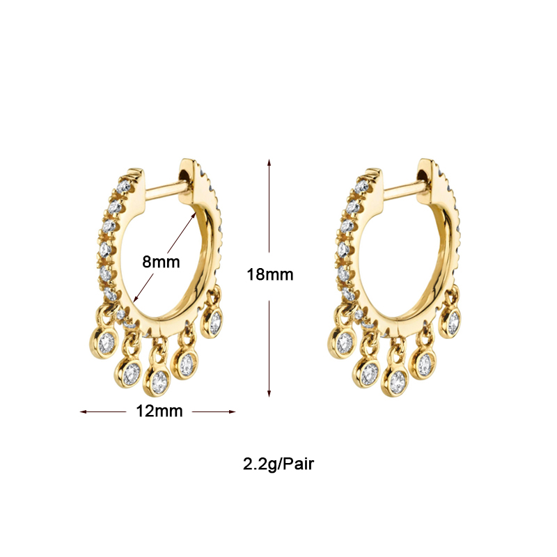 1 Pair Luxurious Classic Style Pentagram Circle Plating Inlay Copper Zircon 18k Gold Plated Earrings display picture 10