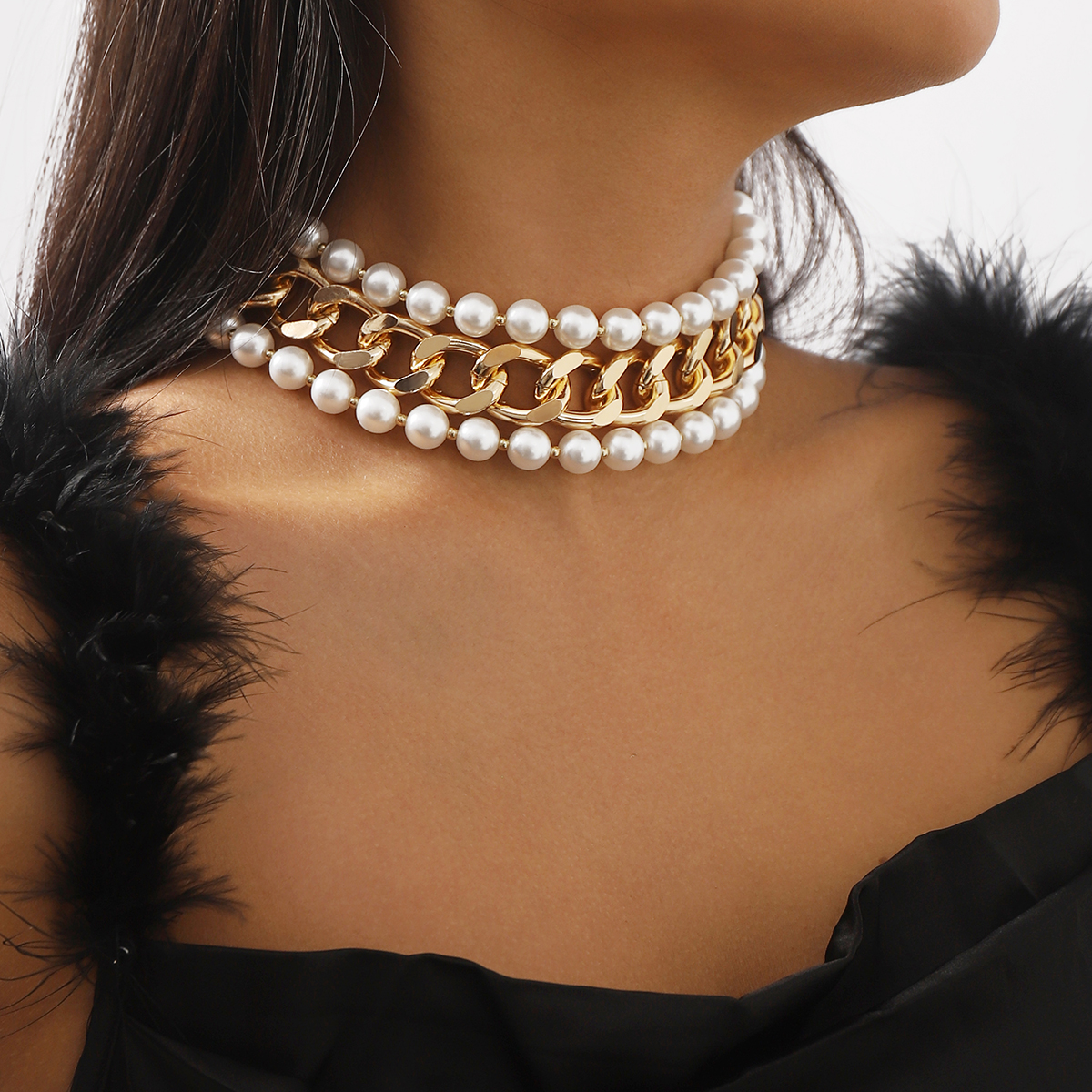 Moderner Stil Einfacher Stil Runden Imitationsperle Legierung Perlen Frau Halsband display picture 2