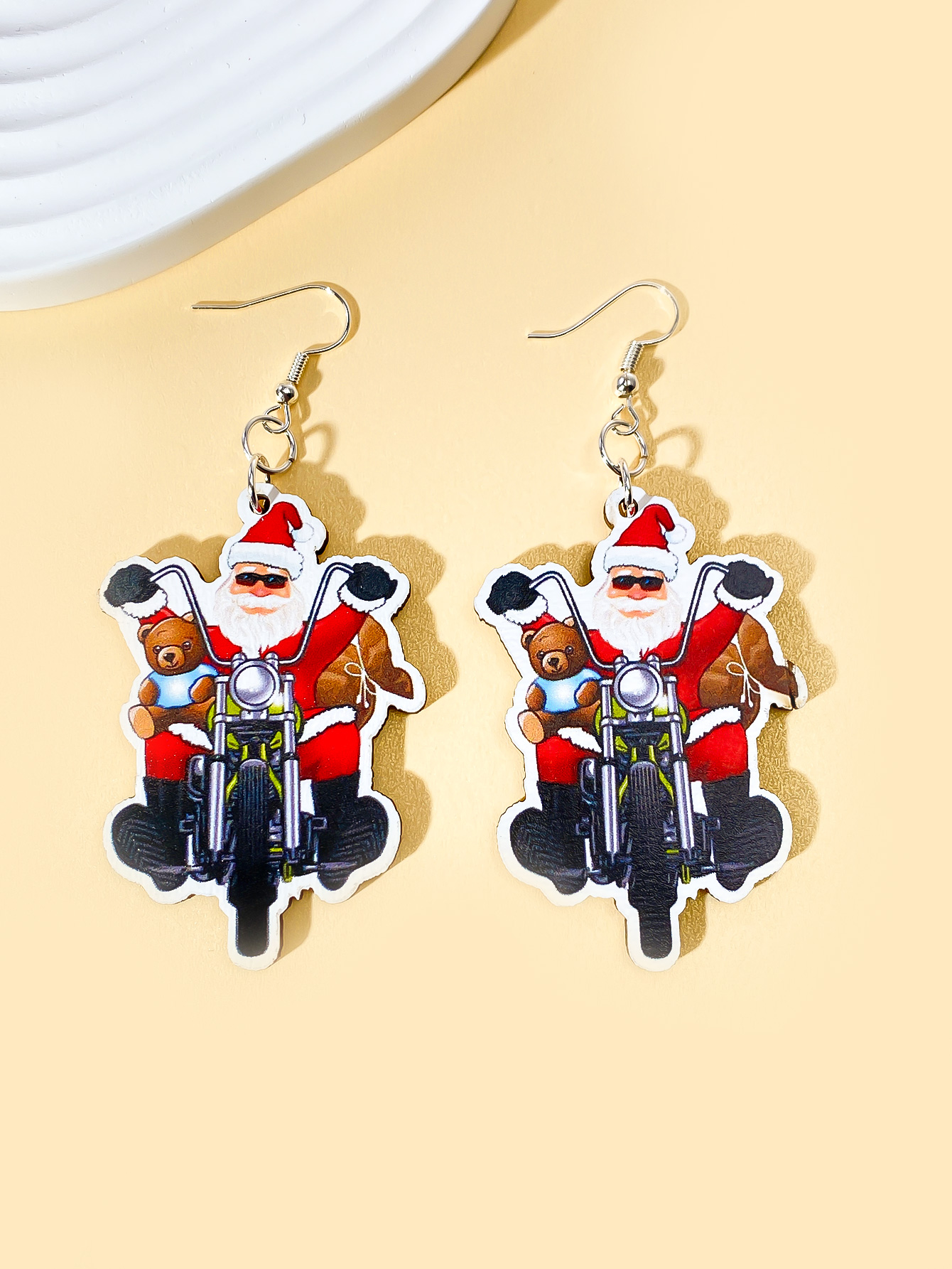 1 Pair Christmas Streetwear Animal Santa Claus Snowflake Wood Drop Earrings display picture 3
