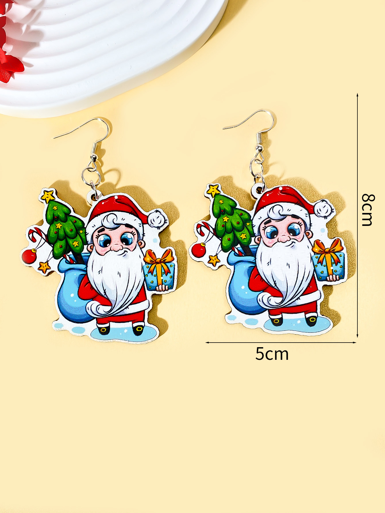 1 Pair Christmas Streetwear Animal Santa Claus Snowflake Wood Drop Earrings display picture 5