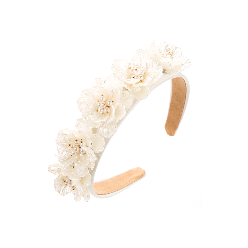 Elegant Luxurious Flower Cloth Inlay Pearl Hair Band display picture 9