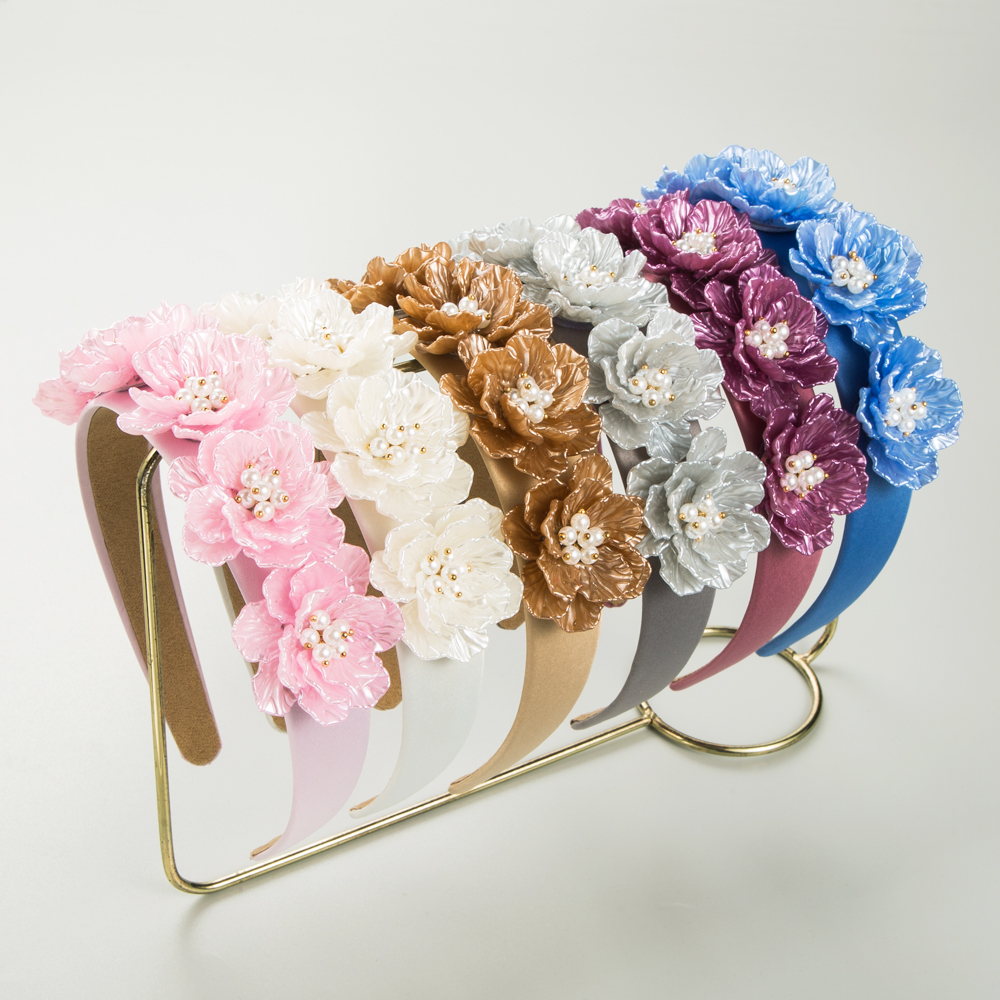 Elegant Luxurious Flower Cloth Inlay Pearl Hair Band display picture 2