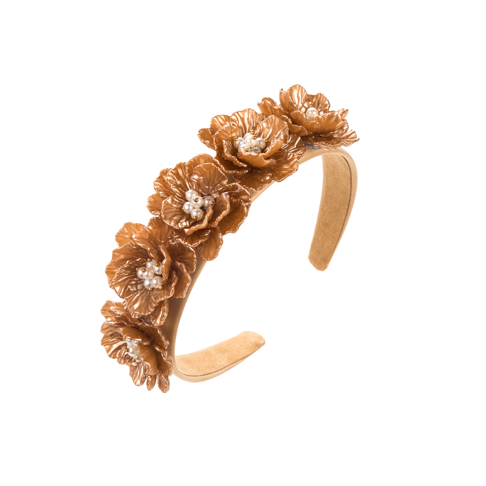 Elegant Luxurious Flower Cloth Inlay Pearl Hair Band display picture 5