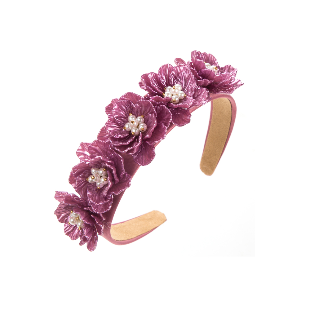 Elegant Luxurious Flower Cloth Inlay Pearl Hair Band display picture 7
