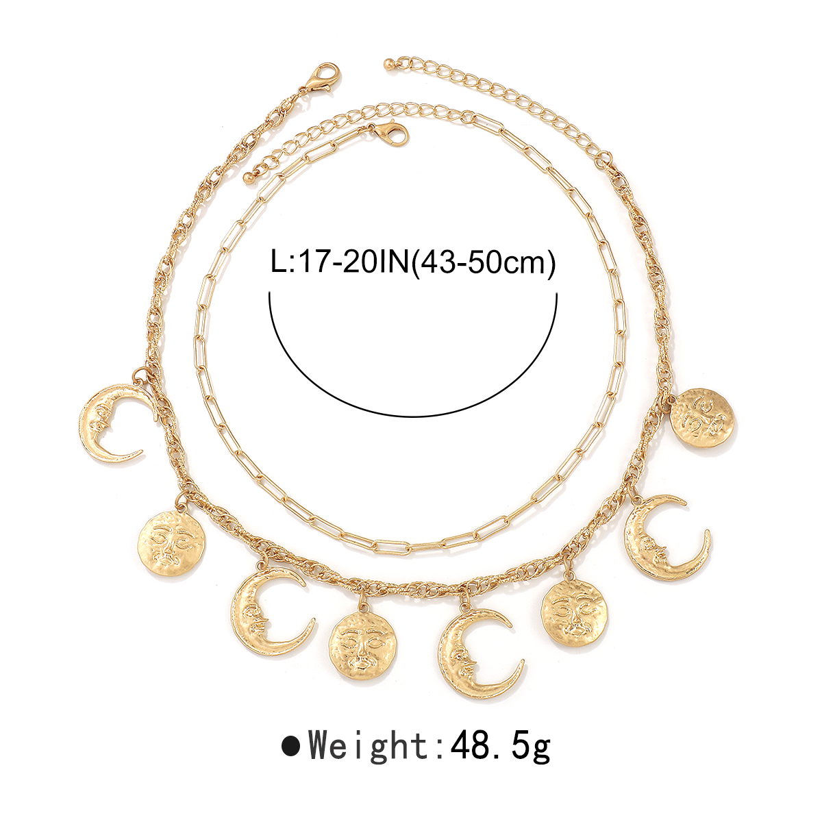 Classical Vintage Style Simple Style Moon Alloy Women's Layered Necklaces display picture 5