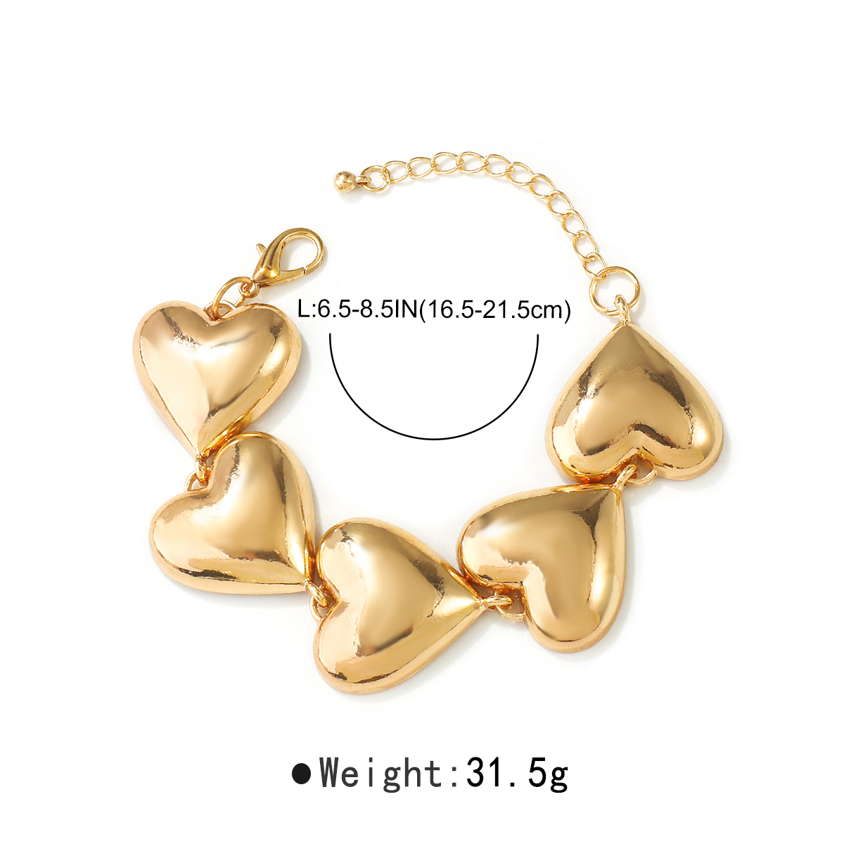 Modern Style Sweet Simple Style Heart Shape Alloy Women's Bracelets Necklace display picture 9