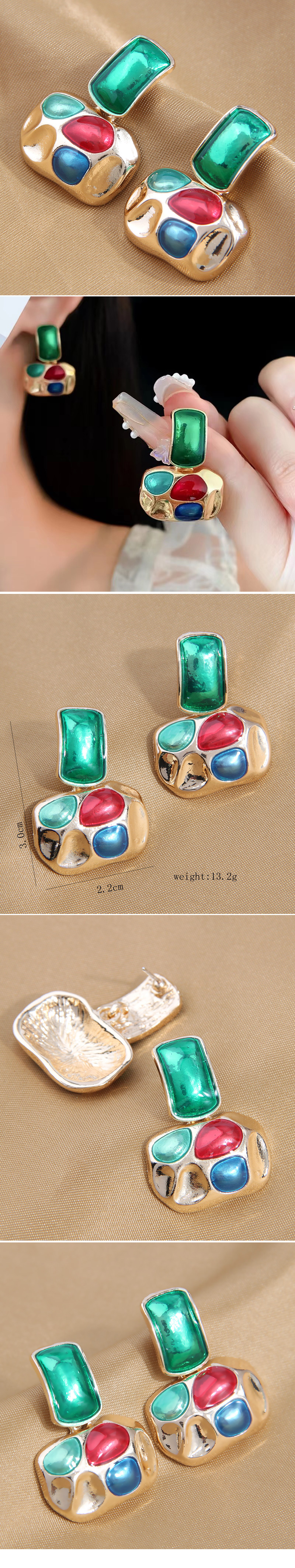 1 Pair Simple Style Color Block Enamel Alloy Drop Earrings display picture 1