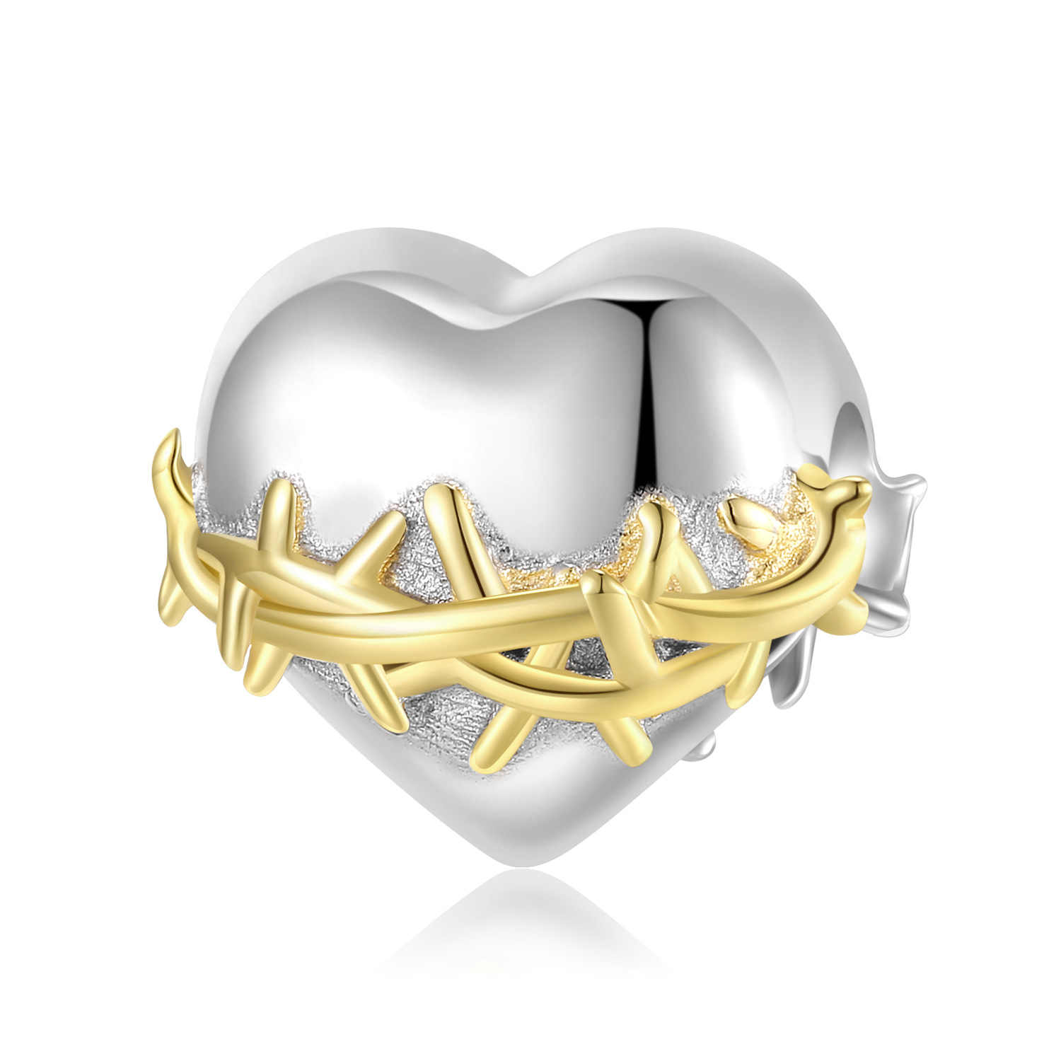 Exaggerated Heart Shape Sterling Silver Plating Gold Plated Charms Jewelry Accessories display picture 1
