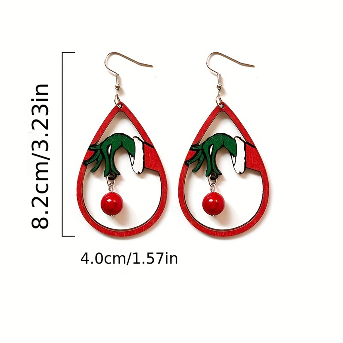 1 Pair Christmas Classic Style Streetwear Christmas Tree Wood Turquoise Drop Earrings display picture 1