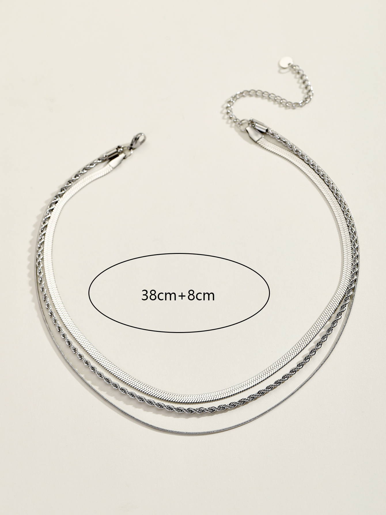 304 Stainless Steel Simple Style Classic Style Solid Color Three Layer Necklace display picture 3