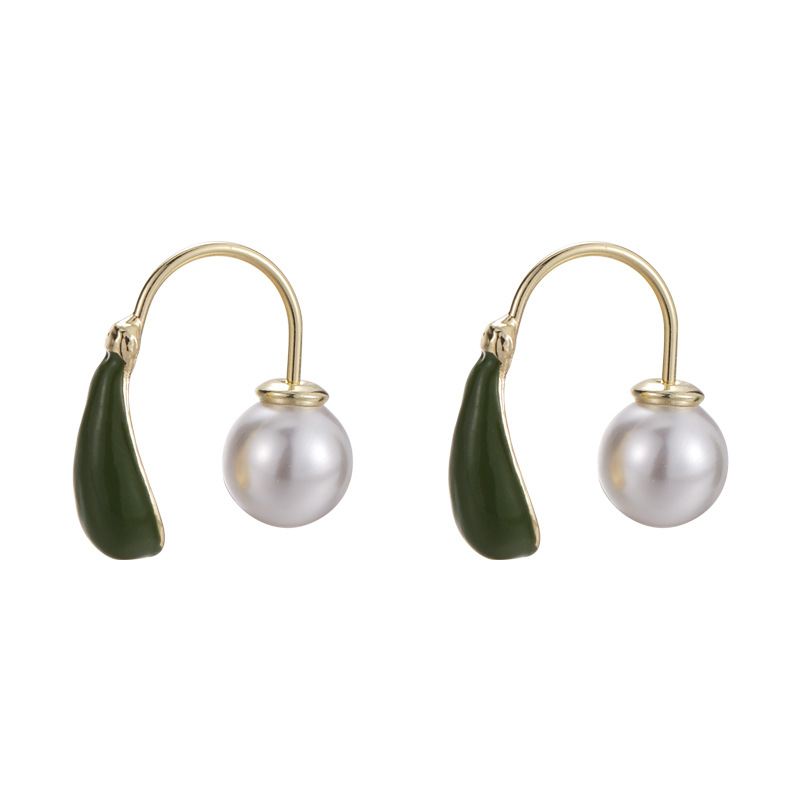 1 Pair Vintage Style Simple Style Round Inlay Alloy Pearl Gold Plated Ear Studs display picture 1