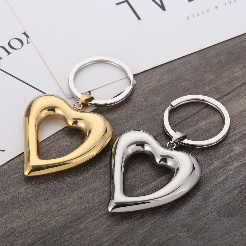 Simple Style Classic Style Heart Shape Stainless Steel Plating 18k Gold Plated Keychain display picture 3