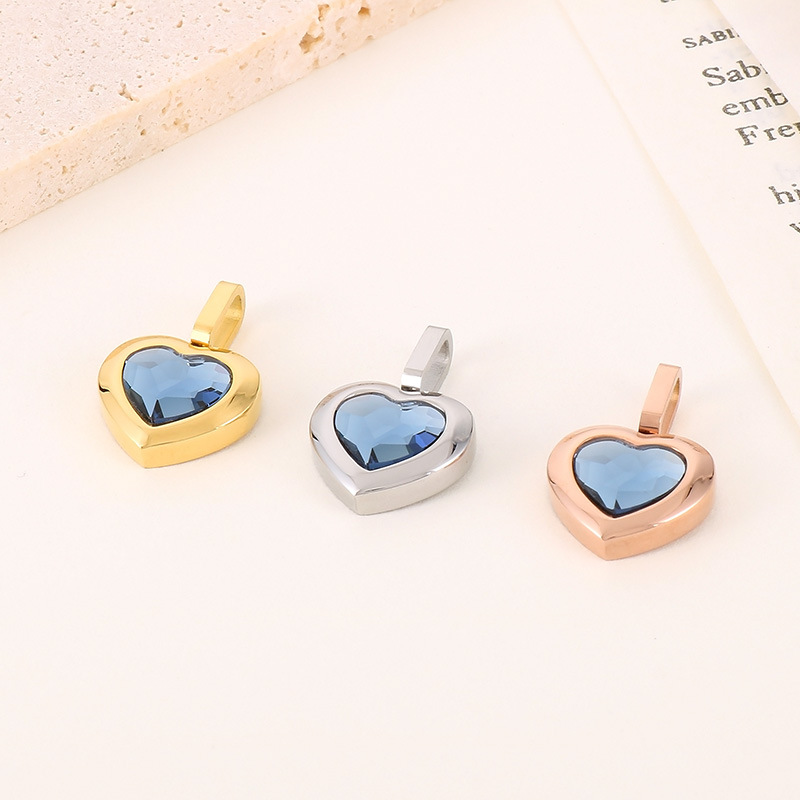 1 Piece Stainless Steel Rhinestones 18K Gold Plated Heart Shape display picture 2