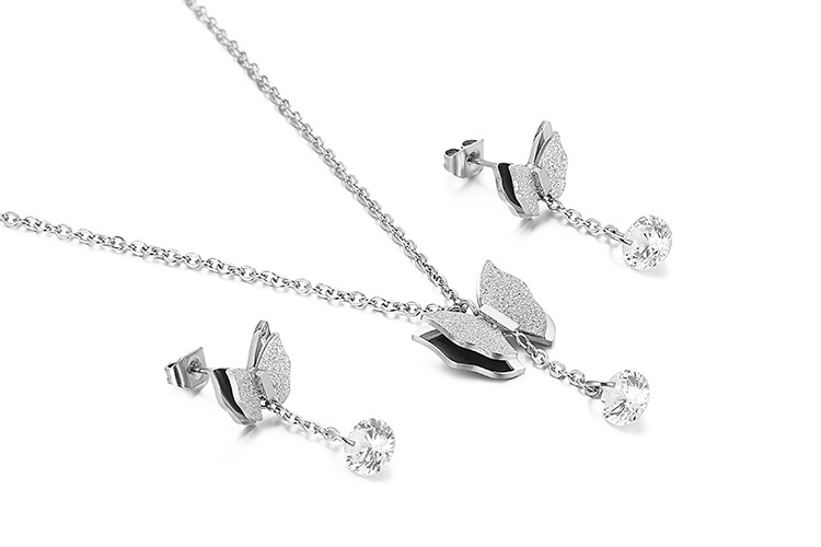 Basic Butterfly Titanium Steel Jewelry Set display picture 1