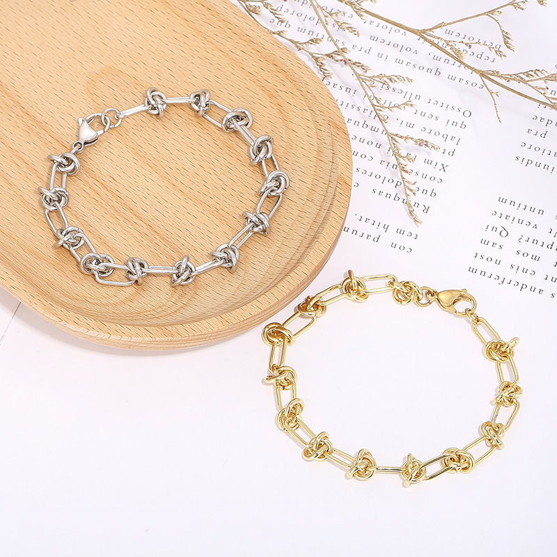 Simple Style Geometric Solid Color Titanium Steel 18K Gold Plated Bracelets In Bulk display picture 2